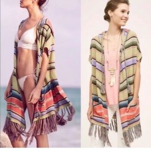 Anthropologie Moth Calexico Hooded Striped Poncho